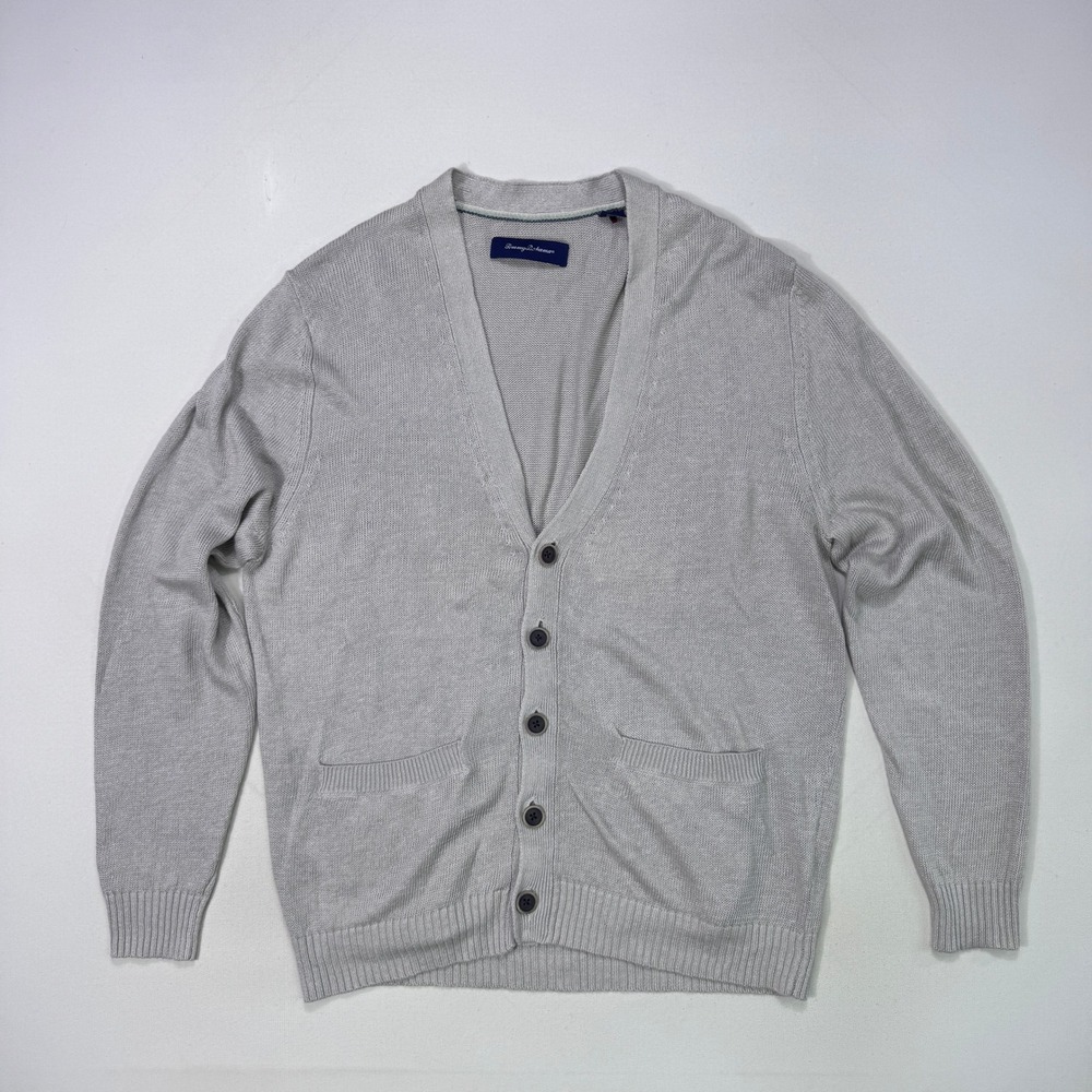 Tommy Bahama Mens Large 100% Linen V-Neck Button Front Cardigan Sweater Luxury
